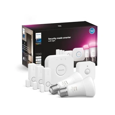 Afbeelding van Philips Hue Secure Startpakket E27 White Ambiance 2 Pack + Sensoren