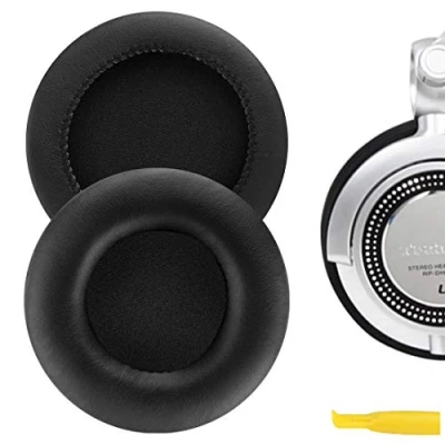 Afbeelding van Geekria QuickFit Eiwit lederen vervangende oorkussens voor Panasonic TECHNICS RP DH1200 DJ, DH1210, DH1250 S DJ hoofdtelefoon oorkussens, reparatieonderdelen headset (zwart)