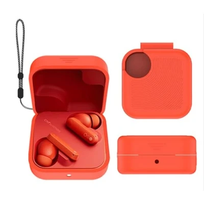 Afbeelding van GIOPUEY hoes compatibel met CMF by Nothing Buds, siliconen stootvaste beschermhoes, ultradunne case cover, geen geur, oranje