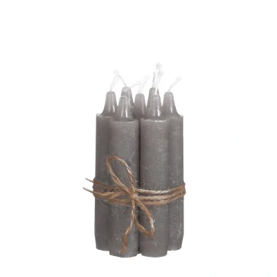 Afbeelding van Diner kaarsen set 7 stuks H. 11 cm grijs Hortus