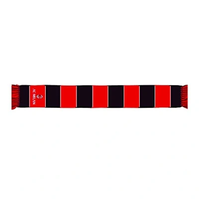 Afbeelding van AC Milan officiële sjaal, gestreepte afbeelding met geborduurd logo, slangverwerking, acryl, rood, zwart, eenheidsmaat