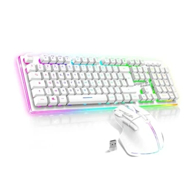 Afbeelding van SPIRIT OF GAMER x MK600 Set Draadloze muis toetsenbord wit oplaadbaar RGB Layout AZERTY Frans achtergrondverlichting Gaming Keyboard Semi Mecanique 4800 DPI PS4/PS5, PC, Xbox