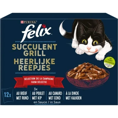 Afbeelding van Felix Grill voor volwassen katten, sappig met rund/kip/eend/kalkoen in saus, 72 zakken, 12 x 80 g (6 stuks)