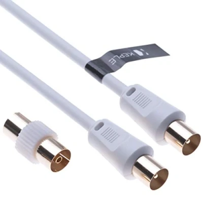 Afbeelding van TV antenne kabel Coaxiale uitbreiding Lead Freesat Recorder Mannelijk naar stekker met vrouwelijke adapter koppeling voor TV, DVD, VCR, Box, Satelliet Splitter wit 5m