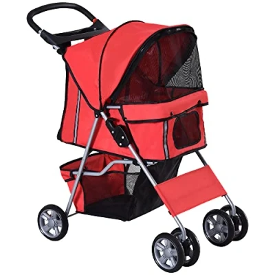 Afbeelding van PawHut hondenwagen hondenbuggy pet stroller buggy honden katten rood