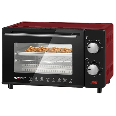 Afbeelding van WOLTU BF08ws Mini Pizza Oven 12 Liter Dubbele Glazen Deur met Bakplaat en Draaispit Timer 0 250 C 800W, Wit