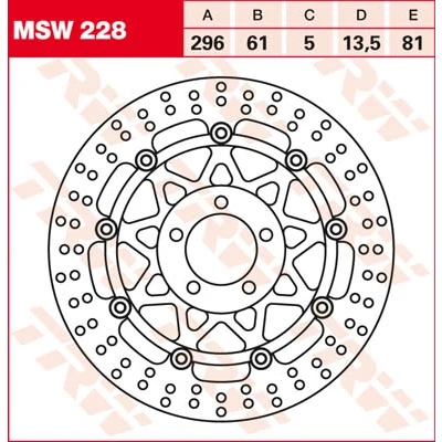 Afbeelding van TRW MSW228 remschijf 296 5 zwevende