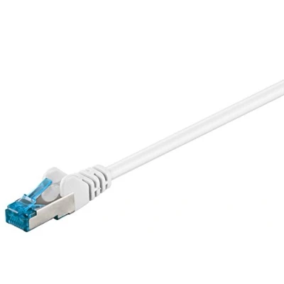 Afbeelding van Goobay 92708 CAT 6a patchkabel, ethernetkabel, dubbel afgeschermd, S FTP tot 10.000 Mbits, 500 MHz, halogeenvrije koperen kabel, RJ 45 stekker, vergulde contacten, 0,5 m, wit