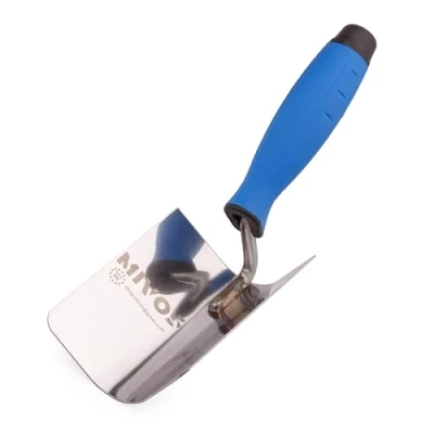 Afbeelding van MIVOS Hoektroffel 120 x 95 mm Ronde troffel Kanttroffel Roestvaststalen binnenhoektroffel Binnen en Buitenhoektroffel met softgrip Made in EU Blauw