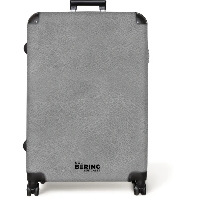 Afbeelding van NoBoringSuitcases.com® Koffer groot Reiskoffer lichtgewicht Lederen look grijs Rolkoffer met 4 wielen Grote trolley XL 98 liter bagage