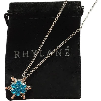 Afbeelding van Ketting met sneeuwvlok hanger 45 cm + 5 verstelbaar blauwe strass stenen Rhylane