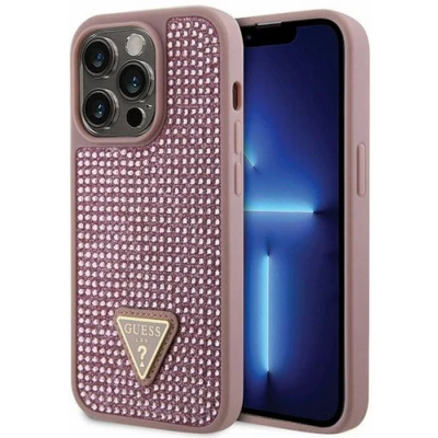 Afbeelding van Guess Rhinestones Triangle Logo Back Cover Apple iPhone 14 Pro Max (6.7&quot;) Roze