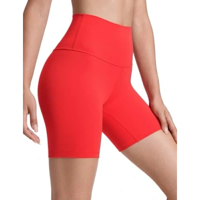 Afbeelding van CRZ Yoga Dames Butterluxe Short 6&#039;&#039; Hoge Taille Workout Gym Leggings Hardlopen Spandex Biker Shorts Diep rood M