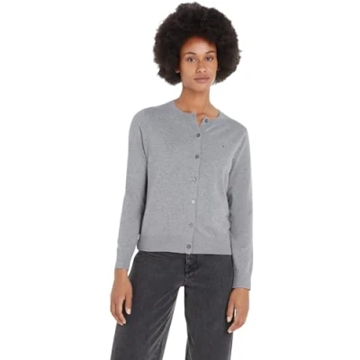 Afbeelding van Tommy Hilfiger Dames Co Jersey Stitch Cardigan Sweater, Medium Grijs Hei, M