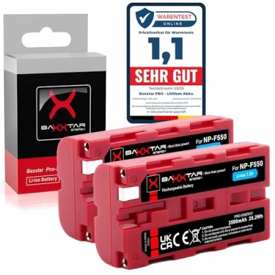Afbeelding van Baxxtar Pro Energy 2x Vervanging voor Sony NP F550 F570 accu batterij (echte 3000mAh) LG cellen binnenin