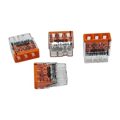 Afbeelding van Wago 2273 203 10 stuks compacte aansluitklemmen Ø 0,5 2,5 mm² 3 polig transparant/oranje