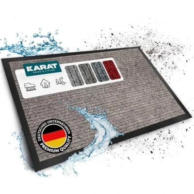 Afbeelding van KARAT Floordirekt Dura deurmat, 90 x 150 cm, beige, deurmat met antislip achterkant, voor entree, vuilvangmat,