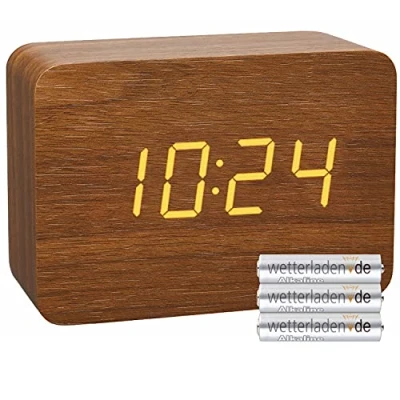 Afbeelding van TFA Dostmann Design draadloze wekker in houtlook, Clocco, 60.2549, bruin, met batterijen