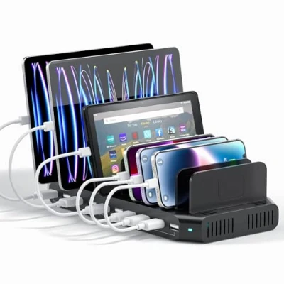 Afbeelding van Alxum laadstation 10 poorts multi apparaat USB laadstation, oplaadstation voor mobiele telefoon, tablet, zwart
