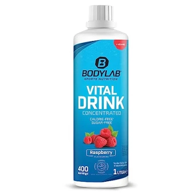 Afbeelding van Bodylab24 Vital Drink Concentrated Framboos 1000ml, drinkconcentraat suikervrij, zero siroop, met vitaminen en l carnitine, sportdrank weinig calorieën