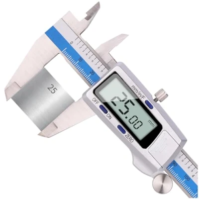 Afbeelding van Digitale schuifmaat van roestvrij staal, 150 mm, met groot lcd display, digitaal, professioneel, voor buiten , binnen en dieptemetingen