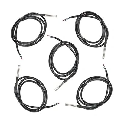 Afbeelding van HALJIA 5PCS 1M Kabel 18B20 Digitale Roestvrij Staal Temperatuursensor, Waterdicht Compatibel met Arduino en Raspberry Pi, Waterdichte Temperatuursensoren Temperatuursonde