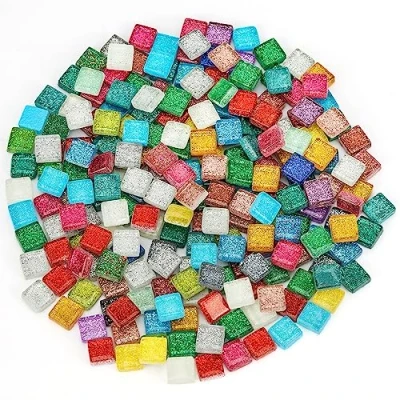 Afbeelding van Belle Vous 200 Pak Gemixt Gekleurd Mozaïek Tegel Assortiment 1 x cm Vierkant vorm Geassorteerde Acryl Tegels voor Kunst/Hobby Projecten en Huis Decoratie