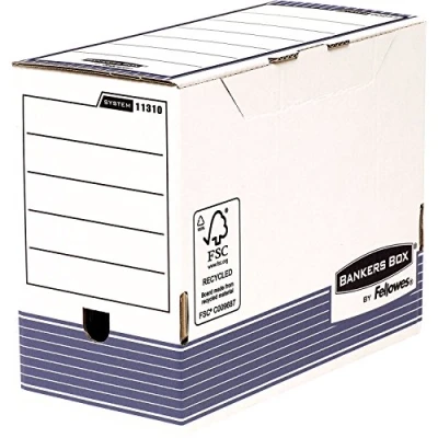 Afbeelding van Bankers Box Archiefdoos A4+ formaat, 200 mm rugbreedte, systeemserie, met snelle FastFold constructie, van 100% gerecycled karton, verpakking 10 stuks