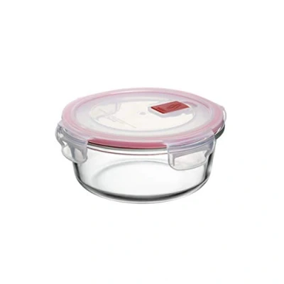 Afbeelding van Tatay Levensmiddelenvezel, glas, luchtdicht, inhoud 0,6 l, clip deksel, BPA vrij, magnetron, oven, vriezer en vaatwasser, rood. Afmetingen 15,6 x 6,3 cm