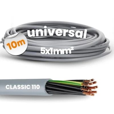 Afbeelding van 10 meter Lapp 1119205 Ölflex Classic 110 PVC stuurstroomkabel 5x1 mm² met groen gele aardgeleider 5G1,0 I omhulde kabel 5 aderig