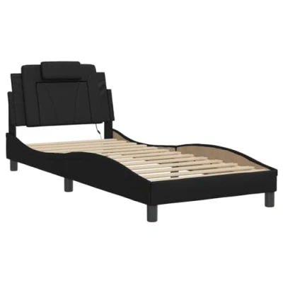Afbeelding van vidaXL Bedframe met LED verlichting kunstleer zwart 80x200 cm