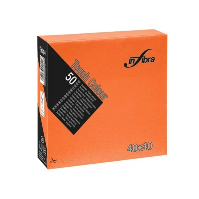 Afbeelding van Infibra Servet 40x40CM 1/4 vouw 2 Laags Oranje 1200 Stuks