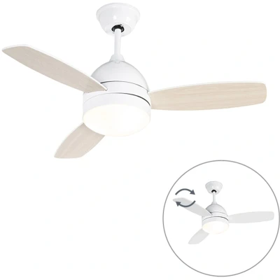 Afbeelding van QAZQA rotar Plafond ventilator met Verlichting Lamp en Afstandsbediening 2 lichts Ø 960 mm Wit Woonkamer Slaapkamer Keuken