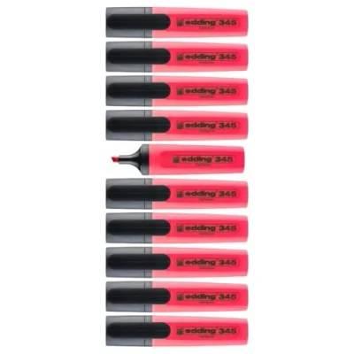 Afbeelding van edding 345 Markeerstift, Beitelvormige Punt, 2 5 mm, Blauw (doos 10 stuks)