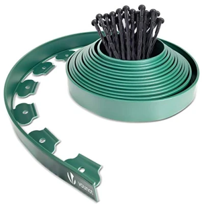 Afbeelding van VOUNOT Flexibele gazonrand kunststof, met 30 grondankers, lengte 10 m hoogte 5 cm, groen