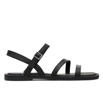 Afbeelding van TOMS Dames Kira platte sandaal, Zwart leer, 5.5 UK, leder, 38 EU