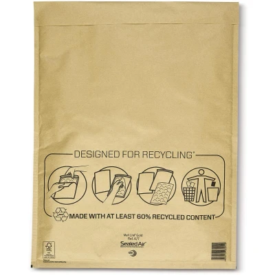 Afbeelding van Mail Lite Luchtkussenenveloppen, Goud, K/7, 350 X 470 Mm, Doos Van 50 Stuks Enveloppen