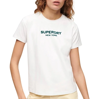 Afbeelding van Superdry LUXE Graphic Tshirt print, Dames, Maat: 36, Brilliant white