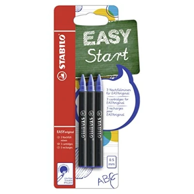 Afbeelding van STABILO EASYoriginal rollerbalpen, blisterverpakking x 3 navullingen voor ergonomische rollerbalpen (uitwisbare blauwe inkt/punt 0,5 mm)