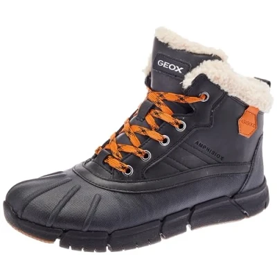 Afbeelding van Geox J Flexyper BOY B ABX Veterboots voor kinderen, Maat: 35, Black/orange Kunststof/ textiel