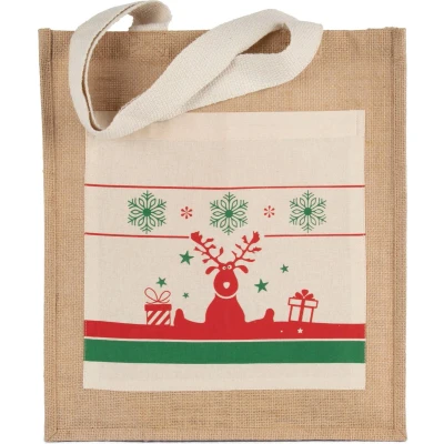 Afbeelding van Kimood Shopper met kerstmotieven KI0732 Natural