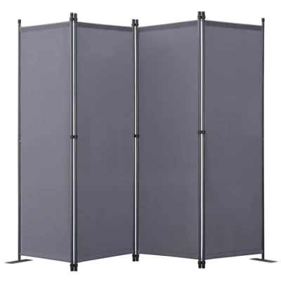 Afbeelding van Angel Living Paravent, 4 delig, inkijkbescherming, vouwscherm, ruimteverdeler, inkijkbescherming van staal en polyester (grijs)