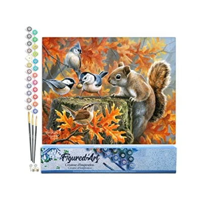 Afbeelding van Figured&#039;Art Verf op nummer voor volwassenen ondeugende eekhoorn 40 x 50 cm Craft Art Painting DIY Kit opgerold canvas zonder lijst