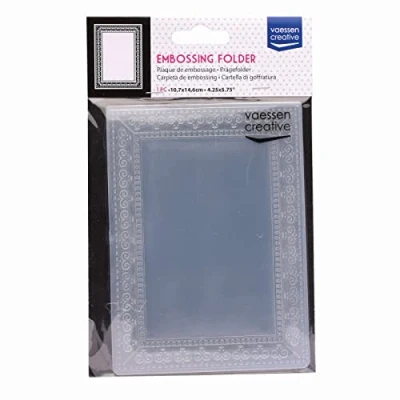 Afbeelding van Vaessen Creative Prägeschablone, Embossing Folder, Fotorahmen, 14,6 x 10,7 cm Muster Zum Prägen, Stanzen Und Gestalten Von DIY Scrapbook, Fotoalbum, Briefpapier en Karten Wie Geburtstagskarten