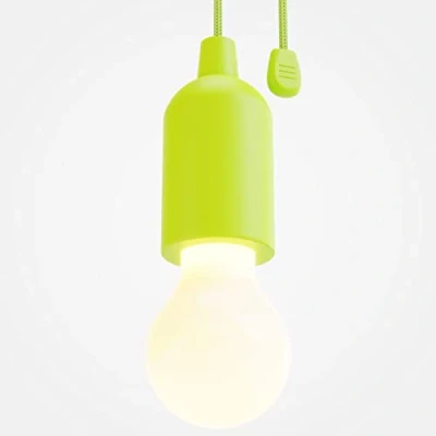Afbeelding van greate. ledlamp op batterijen, groen, pull light 1 W, met trekschakelaar incl. draadloze warmwit, mobiel licht, ideaal voor tuin, tent, camping, kledingkast, feestdecoratie