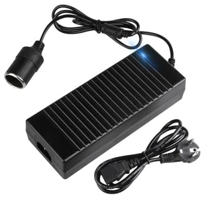 Afbeelding van Auto netadapter, 220 V naar 12 15 A spanningsomvormer, stroomadapter, sigarettenaansteker, omvormer voor autokoelkasten, koelkasten, bandenpomp