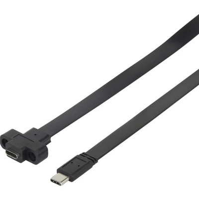Afbeelding van Renkforce USB kabel 3.2 Gen1 (USB 3.0 / 3.1 Gen1) C stekker, bus 0.25 m Zwart Schroefbaar, Zeer flexi