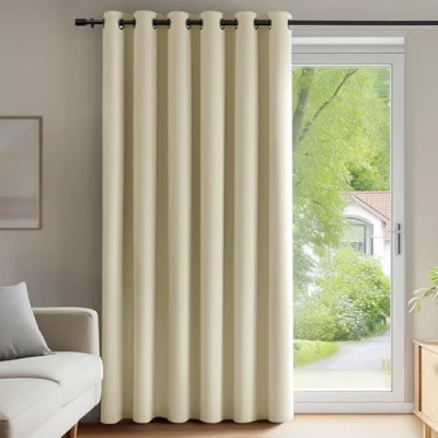 Afbeelding van Deconovo Gordijnen Verduisterend met Oogjes, Beige, Ondoorzichtige Warmtewerende Stof voor Woonkamer, 1 stuk, 200x270 cm (B x H)