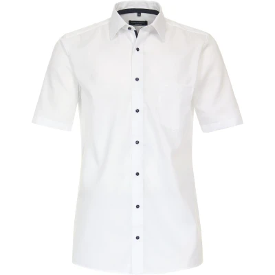 Afbeelding van CASA MODA comfort fit overhemd korte mouw dobby wit Strijkvrij Boordmaat: 53