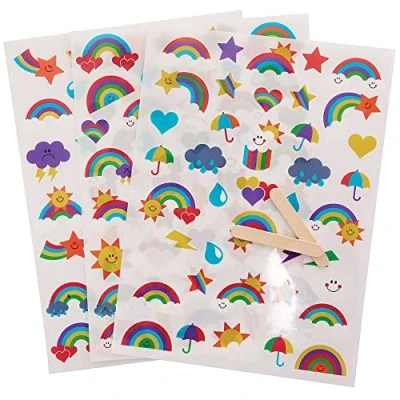 Afbeelding van Baker Ross FC881 Regenboog Rub On Transfer Stickers Pack van 150, Stickers, Kinderen Waterdicht Knutsel Keramisch Hout en Papier